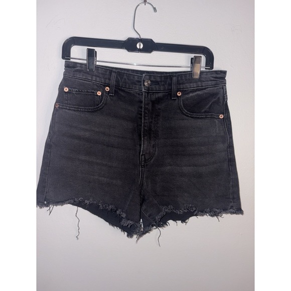 American Eagle Outfitters Pants - American Eagle Black Distressed High Waisted Denim Shorts Comfort Stretch Size 6